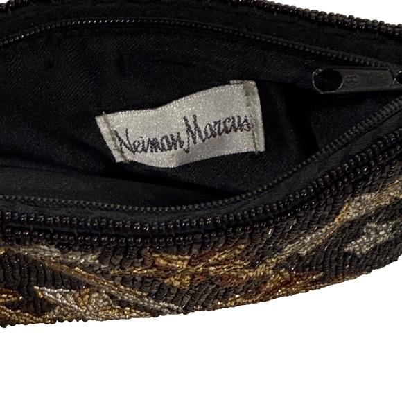 Neiman Marcus Beaded Shooting Stars Small Evening Bag Zipper Black/Silver/Gold - Picture 4 of 7